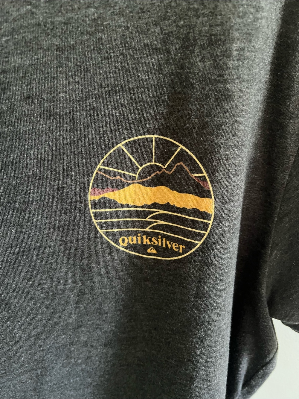 Quiksilver Dark Gray Tee with Gold Mountain Sunset Graphic - Picture 3 of 4